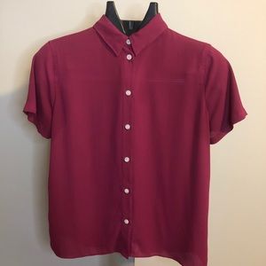 J. Crew Plum Button Down Short Sleeve Dress Shirt